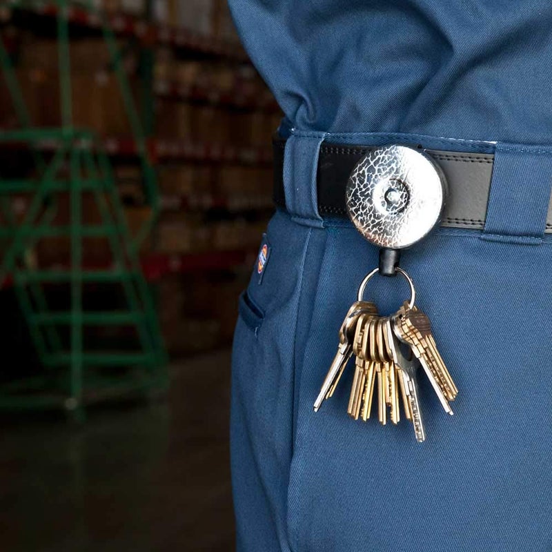 KEY-BAK Original HD Retractable Keychain, 48" Retractable Cord, Chrome Front, Steel Belt Loop, 8 oz. Retraction, Split Ring - Image 2